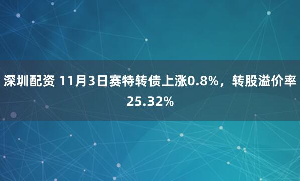 深圳配资 11月3日赛特转债上涨0.8%，转股溢价率25.32%